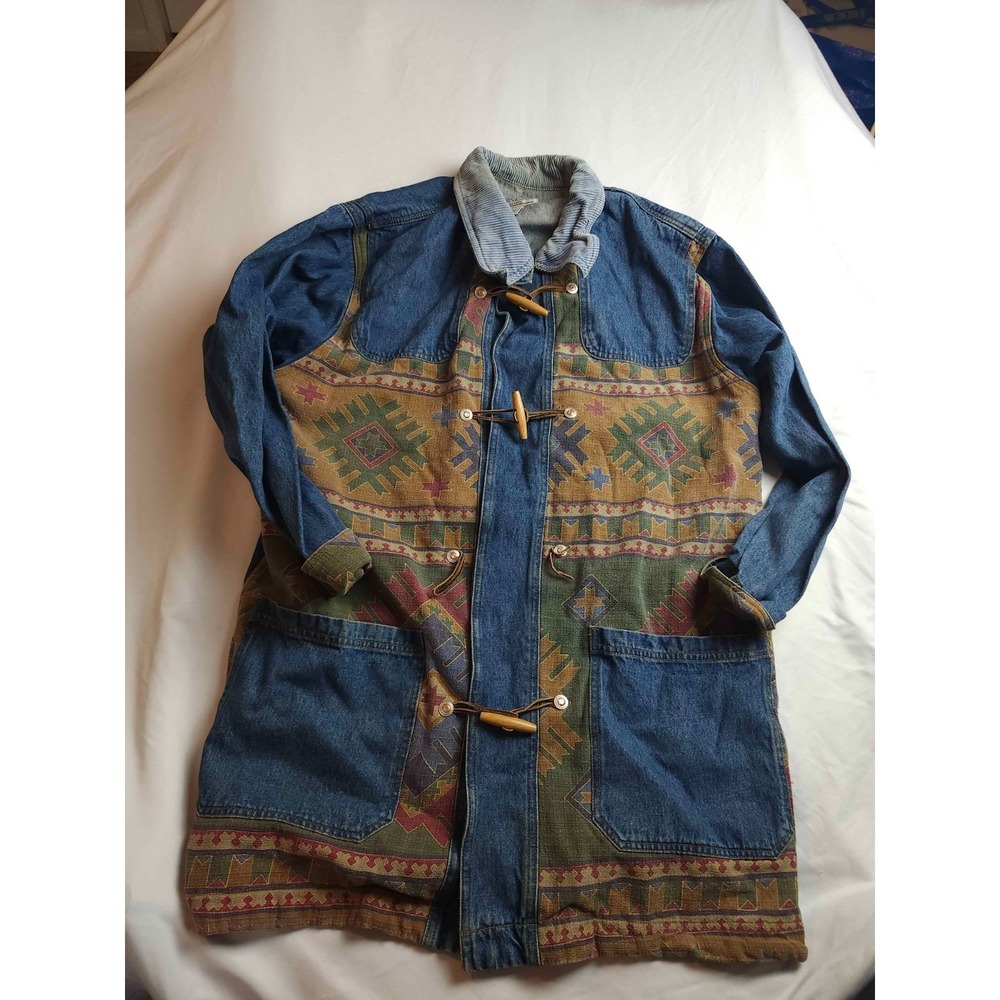 Vtg 90s Venezia‎ Denim Jacket Womens 18/20 Plus Tapestry Boho Chic Goblincore